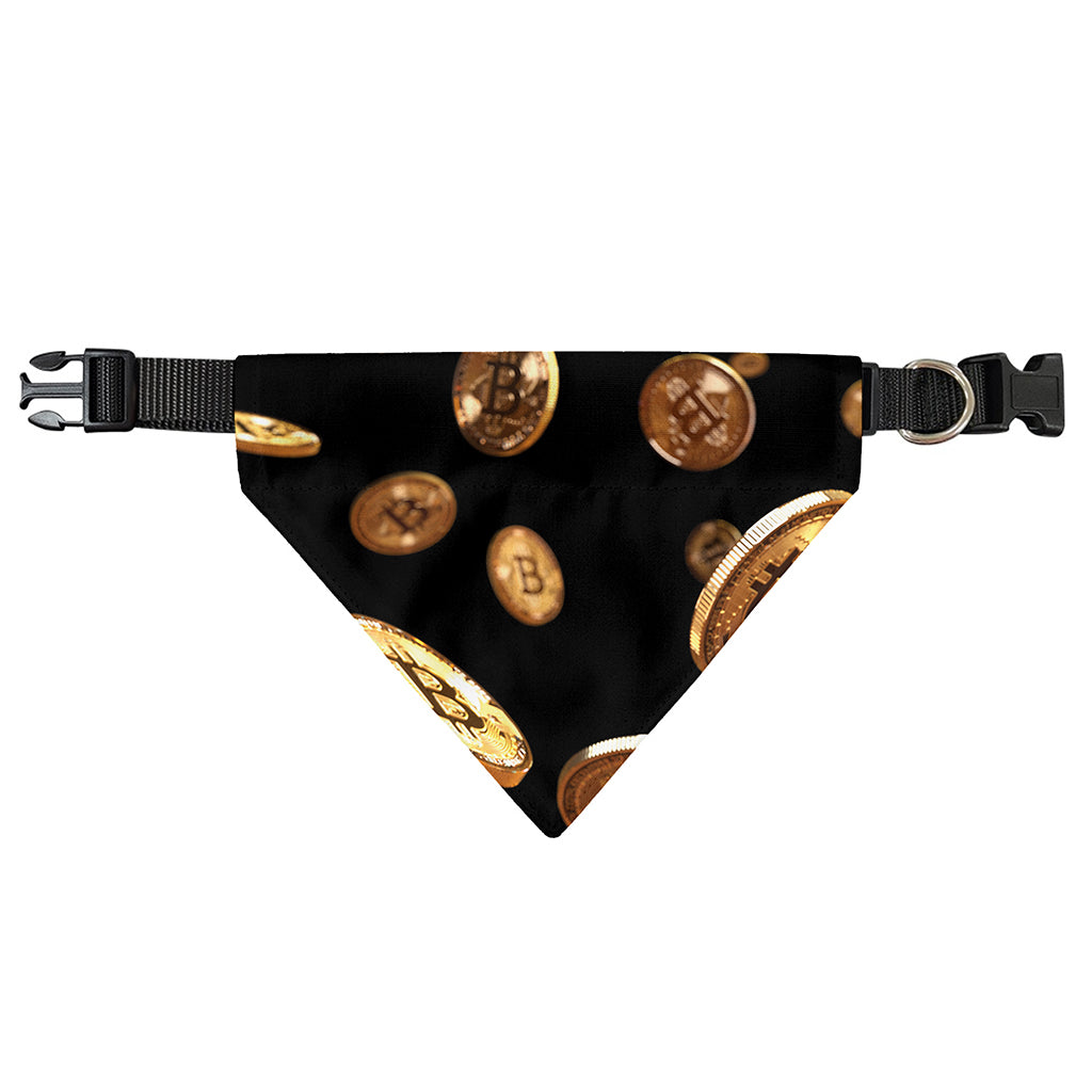 Falling Bitcoin Print Over The Collar Dog Bandana