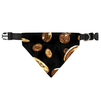 Falling Bitcoin Print Over The Collar Dog Bandana