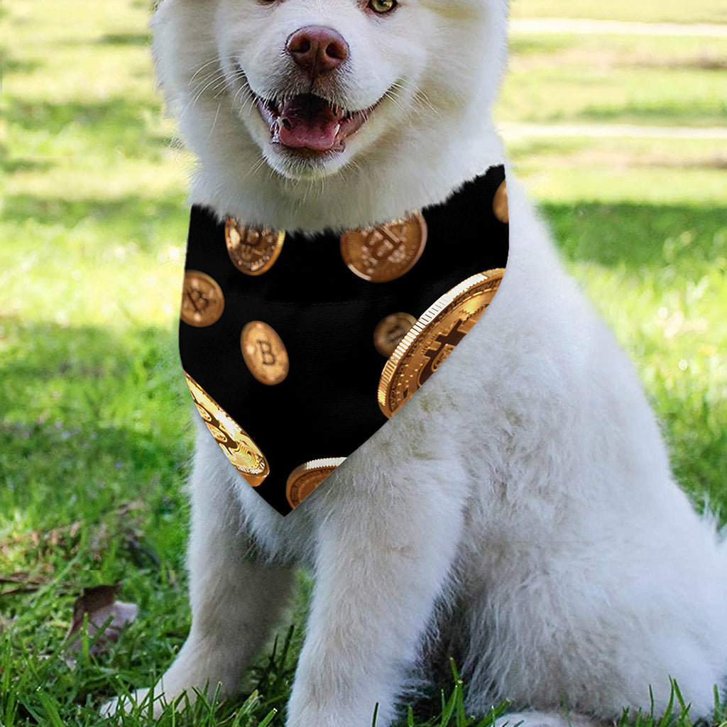 Falling Bitcoin Print Over The Collar Dog Bandana