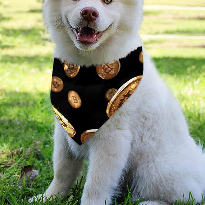 Falling Bitcoin Print Over The Collar Dog Bandana