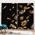 Falling Bitcoin Print Pencil Pleat Curtains