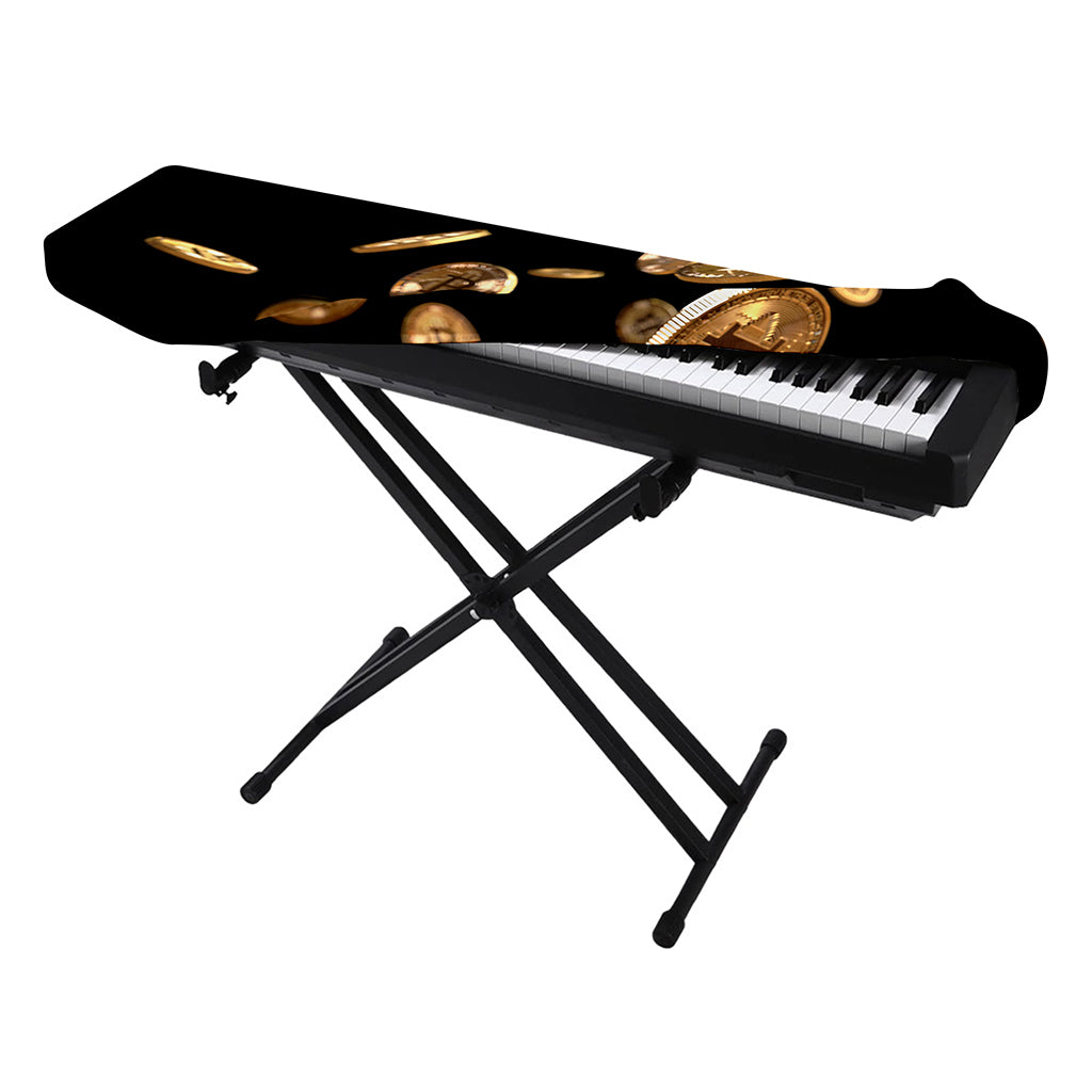 Falling Bitcoin Print Piano Keyboard Cover