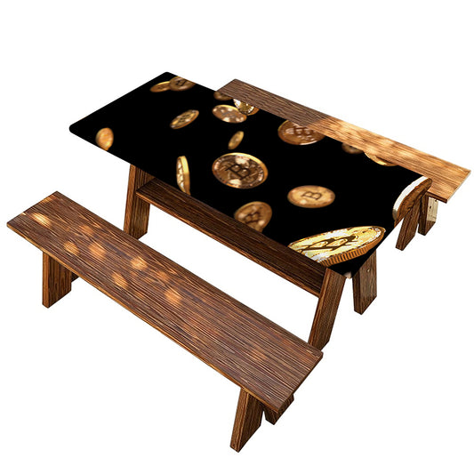 Falling Bitcoin Print Picnic Table Cover