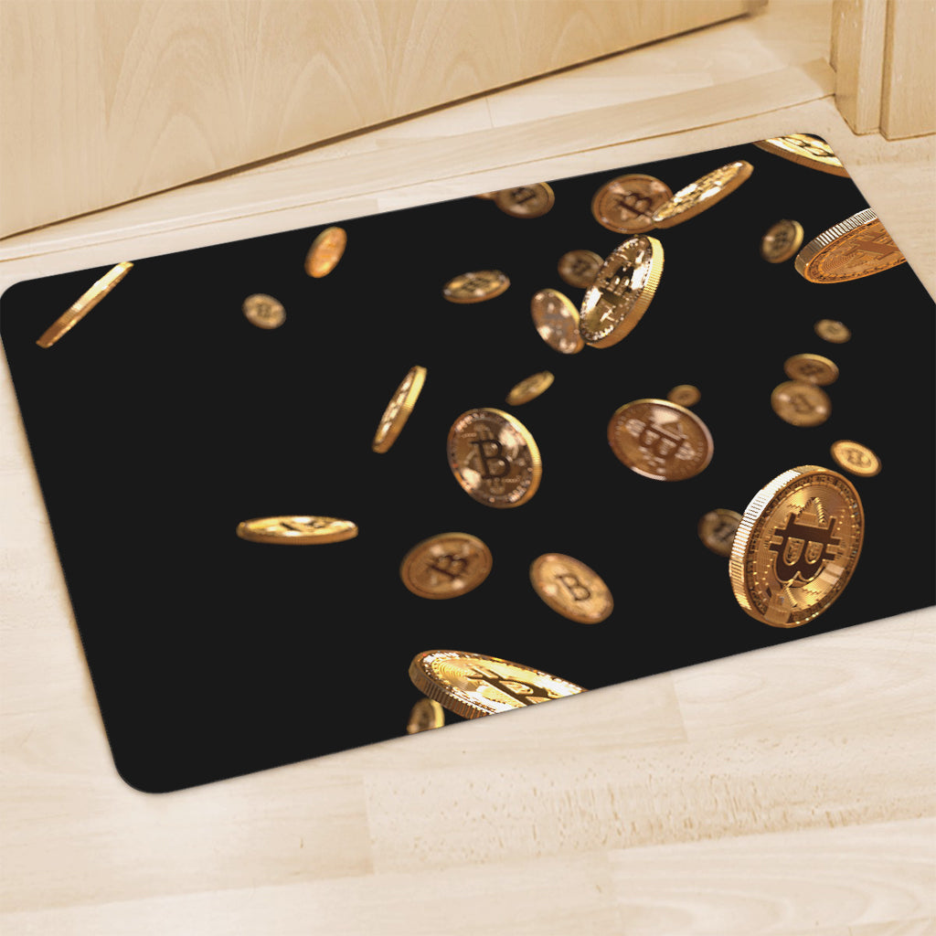 Falling Bitcoin Print Polyester Doormat