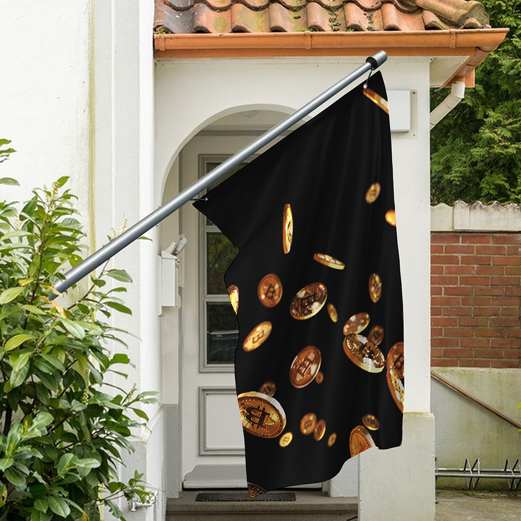 Falling Bitcoin Print Polyester Flag