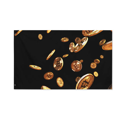 Falling Bitcoin Print Polyester Flag