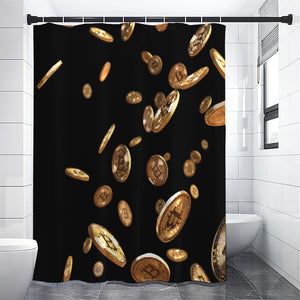 Falling Bitcoin Print Premium Shower Curtain