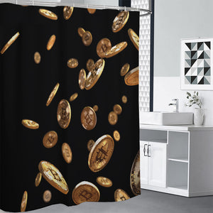 Falling Bitcoin Print Premium Shower Curtain