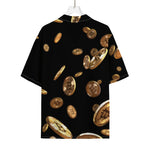 Falling Bitcoin Print Rayon Hawaiian Shirt