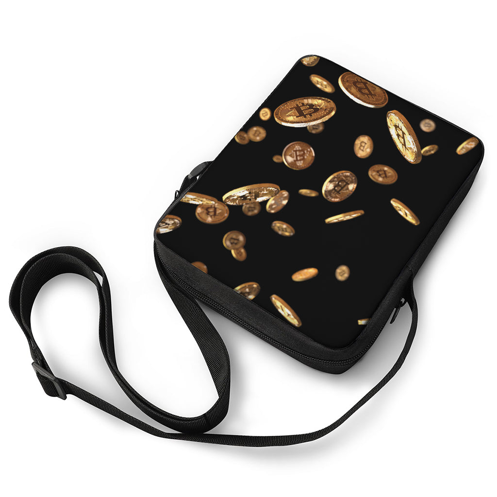 Falling Bitcoin Print Rectangular Crossbody Bag