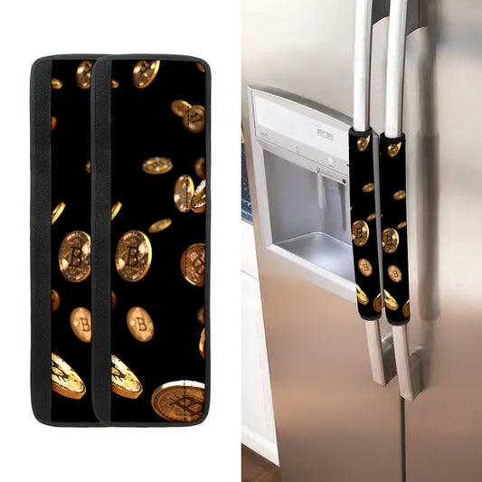 Falling Bitcoin Print Refrigerator Handle Covers