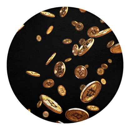 Falling Bitcoin Print Round Blanket