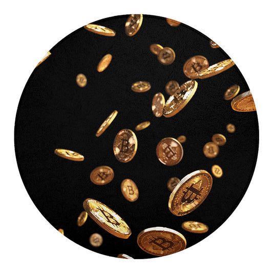 Falling Bitcoin Print Round Blanket