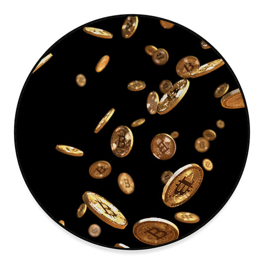Falling Bitcoin Print Round Floor Mat