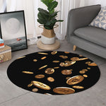 Falling Bitcoin Print Round Rug