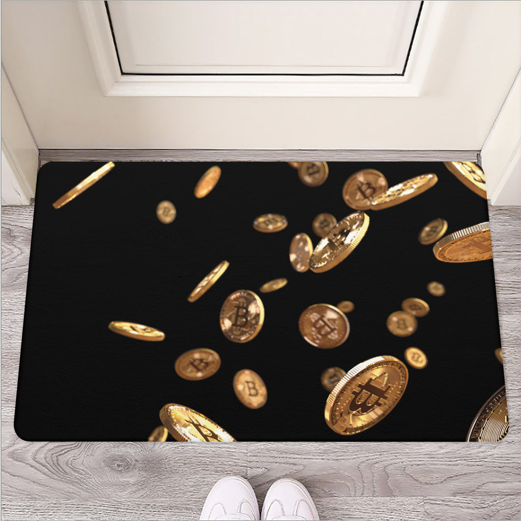 Falling Bitcoin Print Rubber Doormat