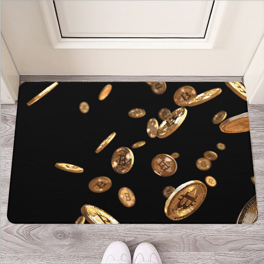 Falling Bitcoin Print Rubber Doormat