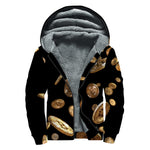 Falling Bitcoin Print Sherpa Lined Zip Up Hoodie