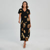 Falling Bitcoin Print Short Sleeve Maxi Dress