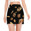 Falling Bitcoin Print Side Slit Mini Skirt