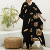 Falling Bitcoin Print Silk V-Neck Kaftan Dress