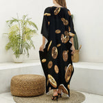 Falling Bitcoin Print Silk V-Neck Kaftan Dress