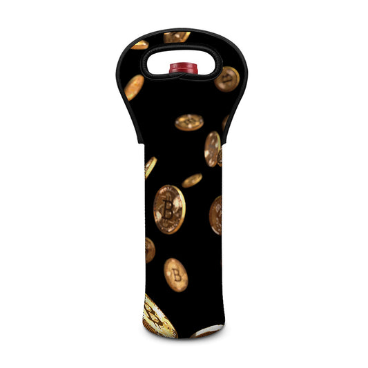 Falling Bitcoin Print Single Neoprene Wine Tote