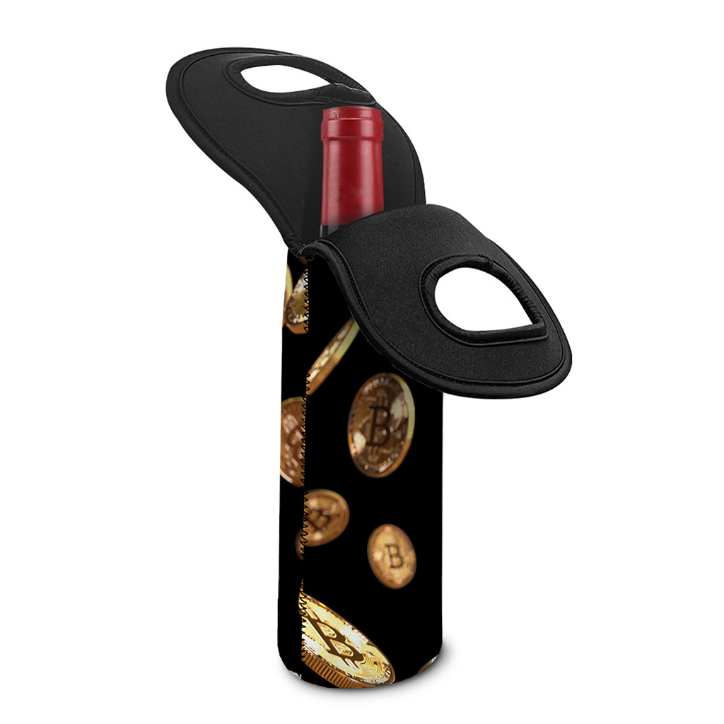 Falling Bitcoin Print Single Neoprene Wine Tote