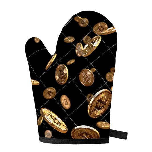 Falling Bitcoin Print Single Oven Mitt