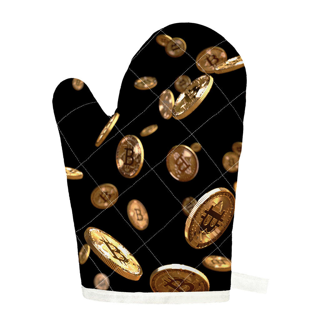 Falling Bitcoin Print Single Oven Mitt