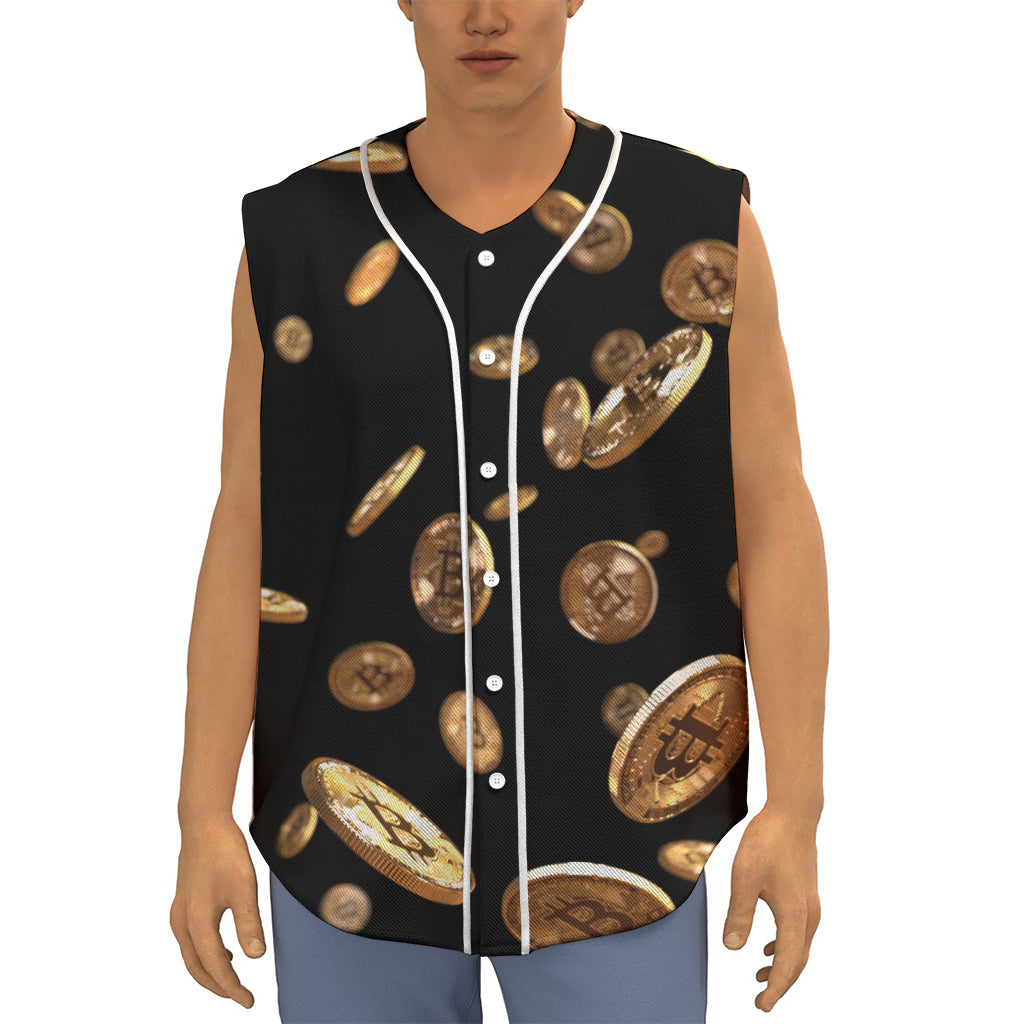 Falling Bitcoin Print Sleeveless Baseball Jersey