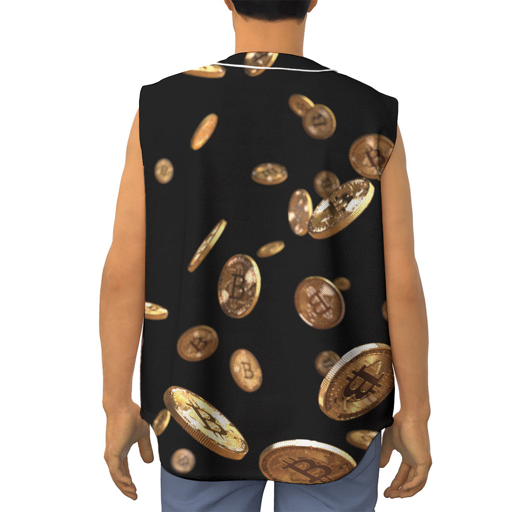 Falling Bitcoin Print Sleeveless Baseball Jersey