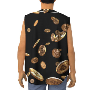 Falling Bitcoin Print Sleeveless Baseball Jersey