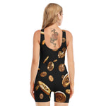 Falling Bitcoin Print Sleeveless One Piece Swimsuit