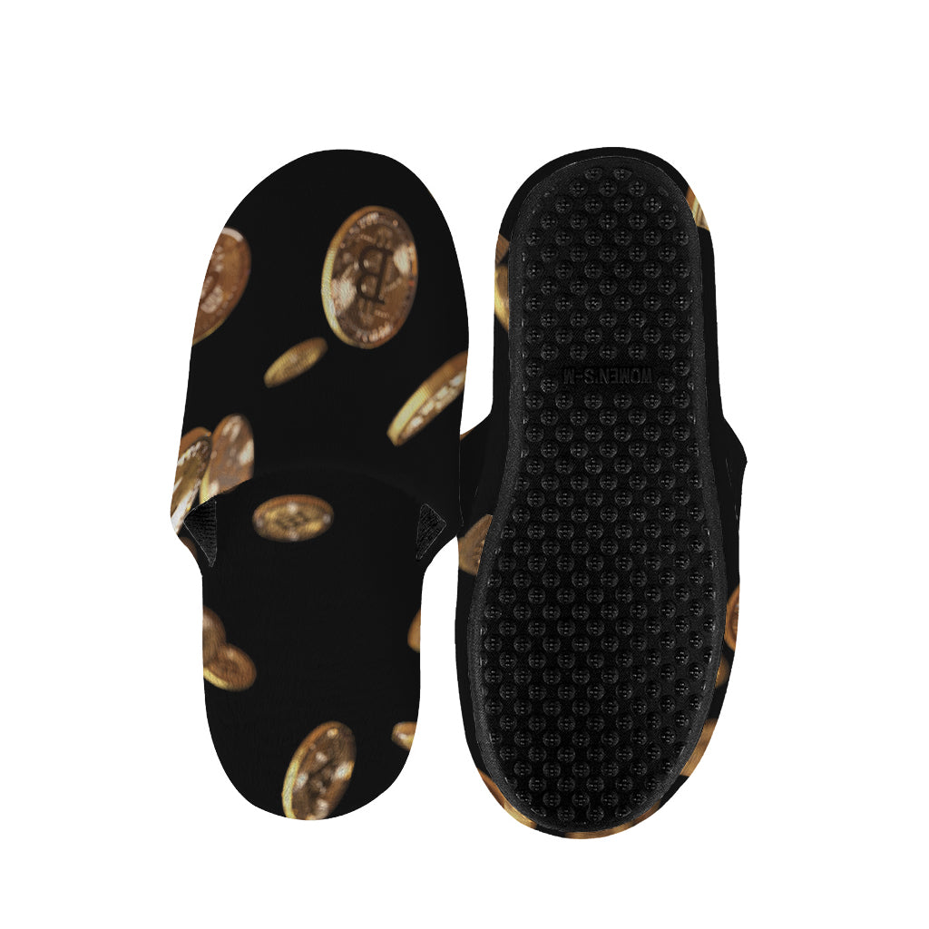 Falling Bitcoin Print Slippers