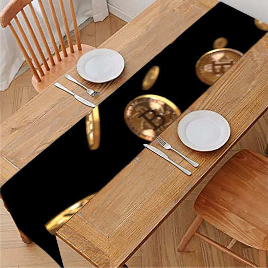 Falling Bitcoin Print Table Runner