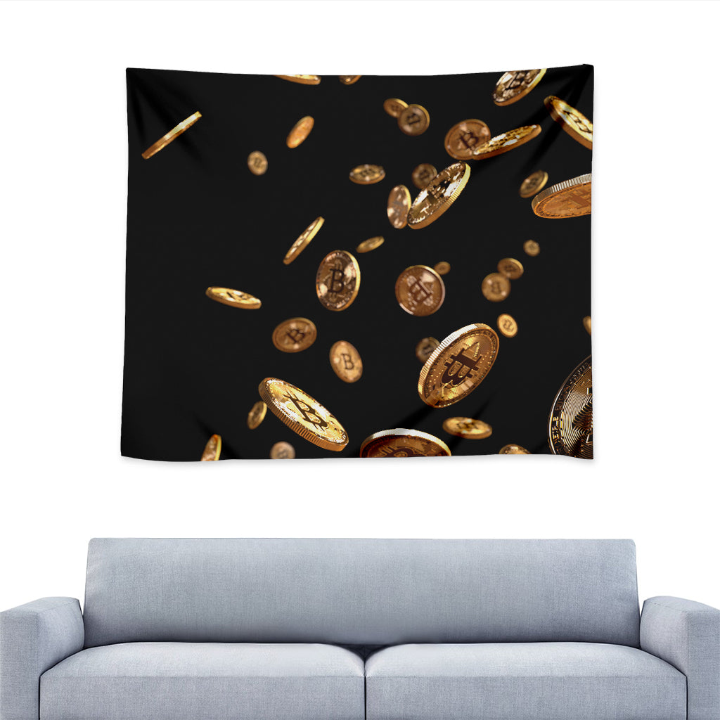 Falling Bitcoin Print Tapestry