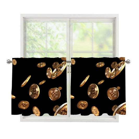 Falling Bitcoin Print Tier Curtains