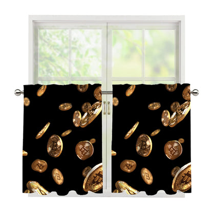 Falling Bitcoin Print Tier Curtains