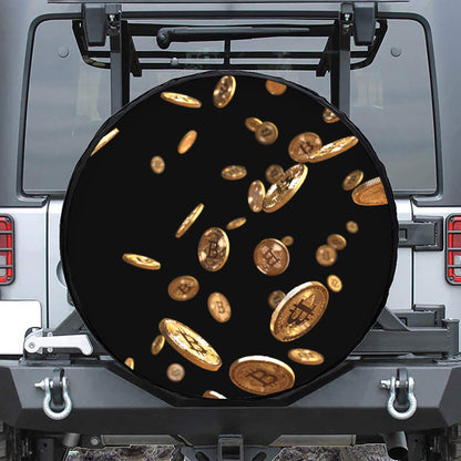 Falling Bitcoin Print Tire Cover