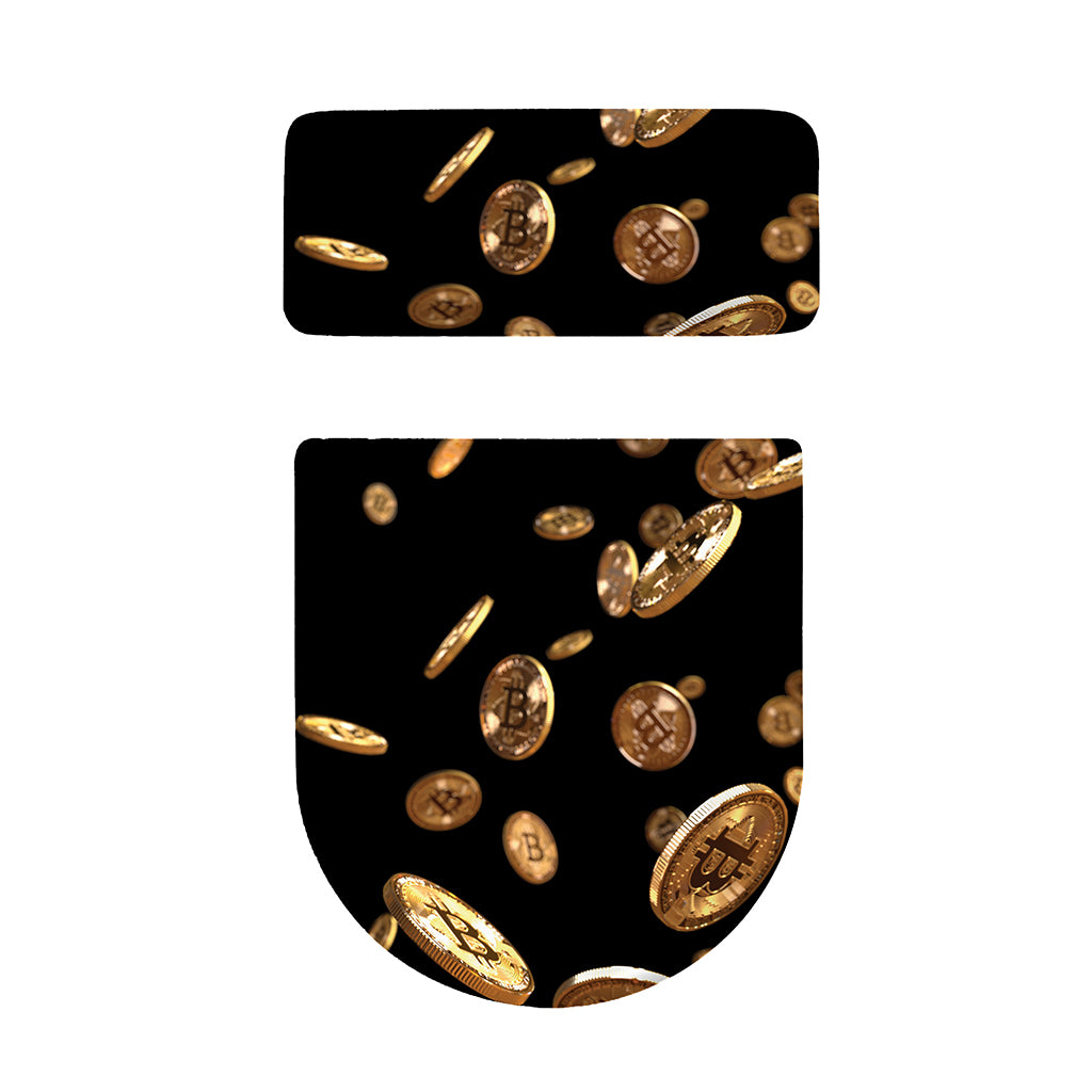 Falling Bitcoin Print Toilet Lid And Tank Cover Set