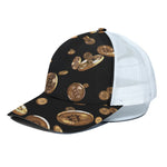 Falling Bitcoin Print White Mesh Trucker Cap