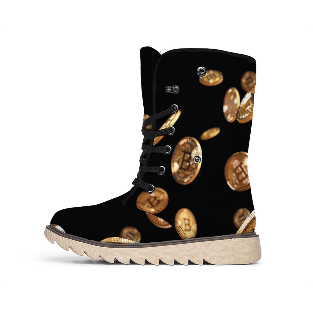 Falling Bitcoin Print Winter Boots