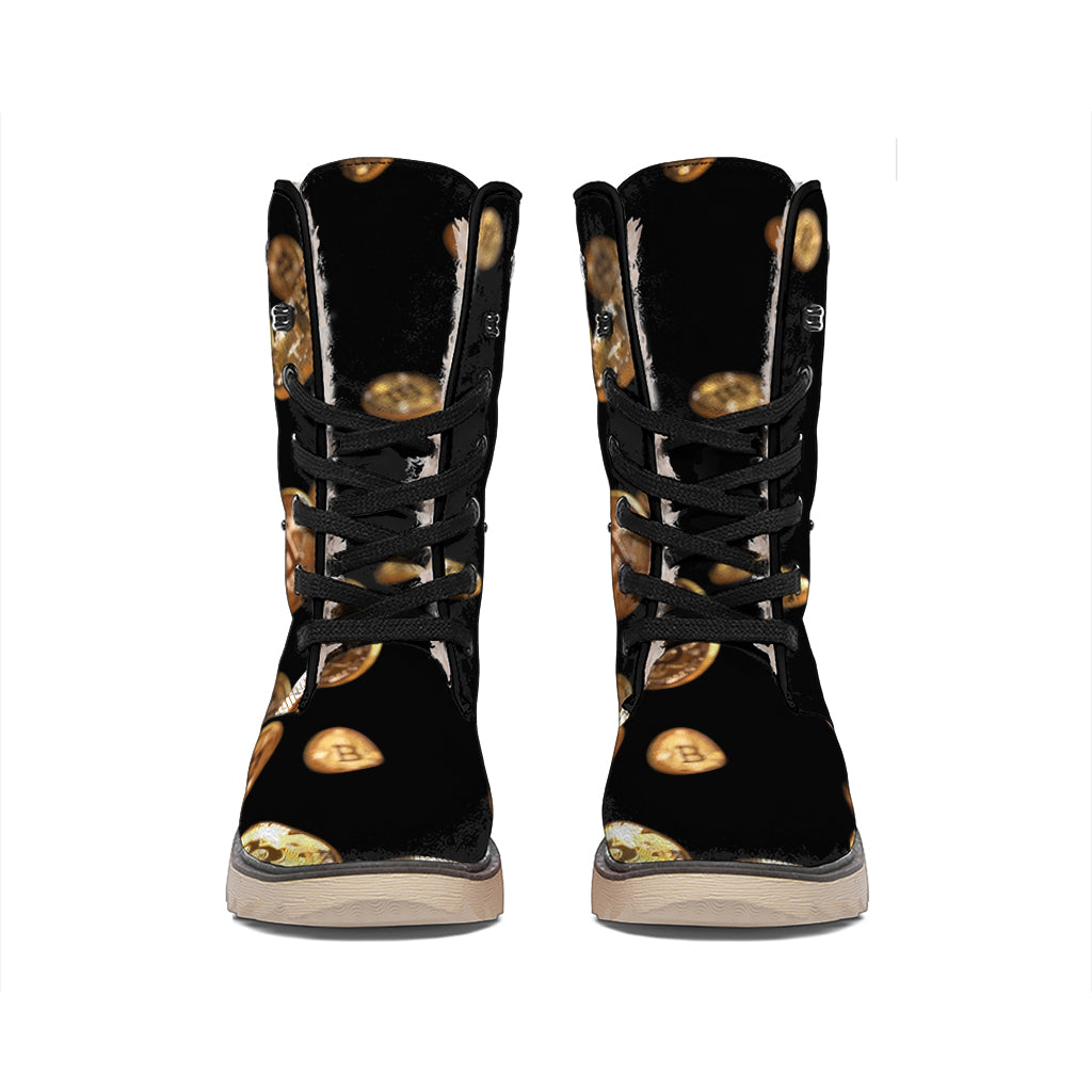 Falling Bitcoin Print Winter Boots