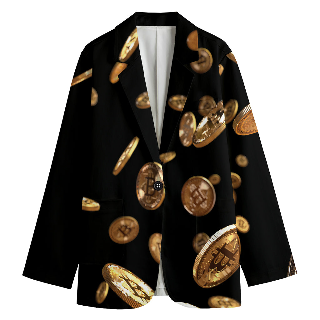 Falling Bitcoin Print Women's Blazer