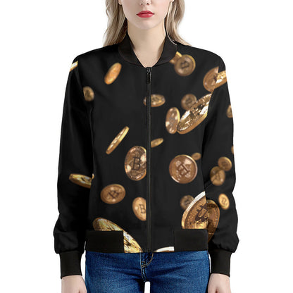Falling Bitcoin Print Women's Bomber Jacket