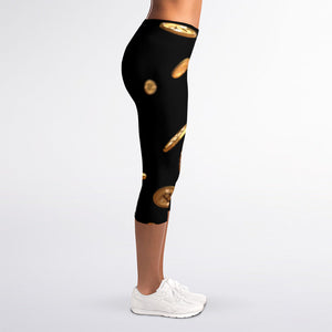 Falling Bitcoin Print Women's Capri Leggings