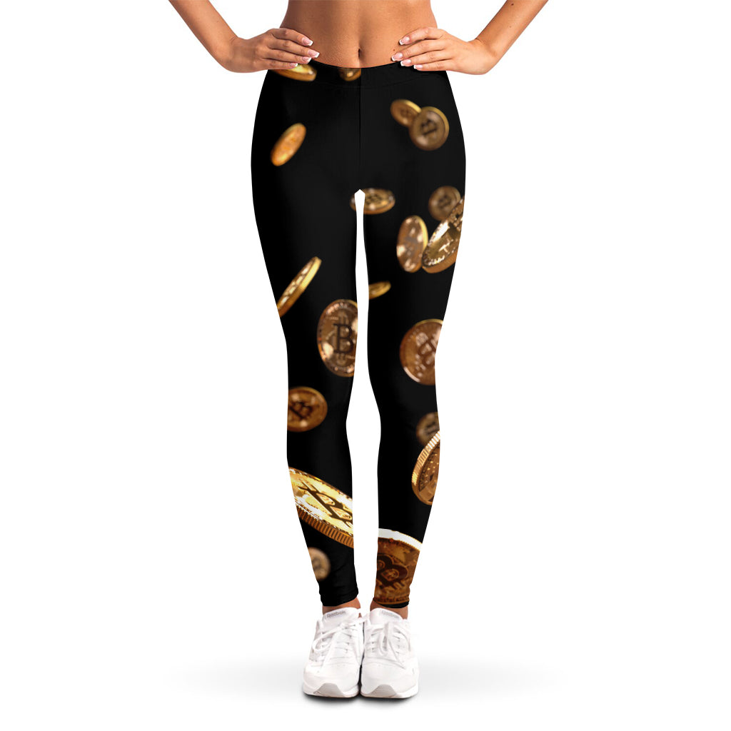 Falling Bitcoin Print Women's Leggings