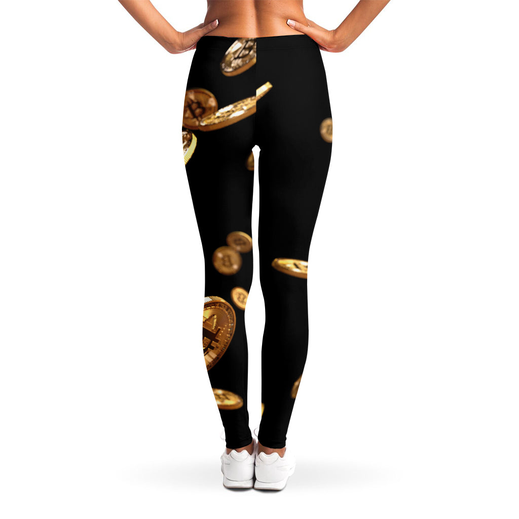 Falling Bitcoin Print Women's Leggings