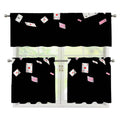 Falling Casino Card Print 3 Piece Kitchen Curtains